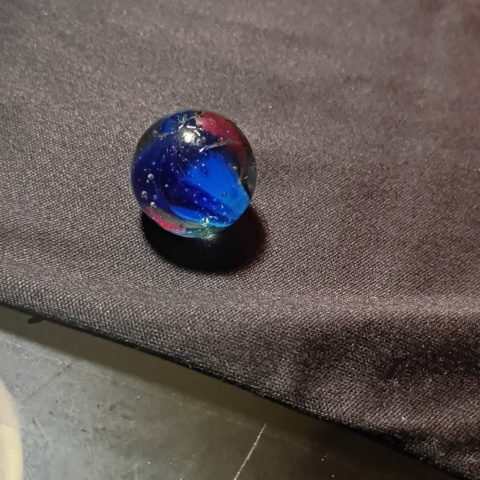Single Machine Made Glass Toy Marble, Blue & Purple Corkscrew Swirl, Ages 4+