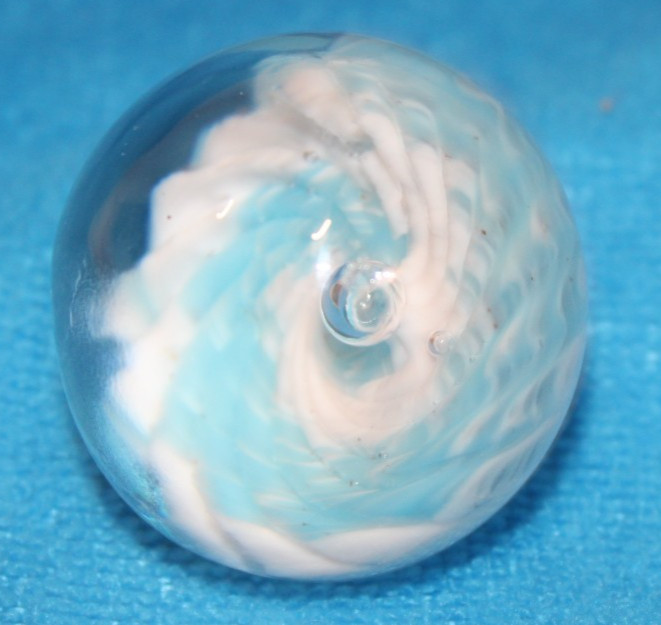 Two Large 2″ (50 mm) Marbles — (Swirling Blue & White Marbles)