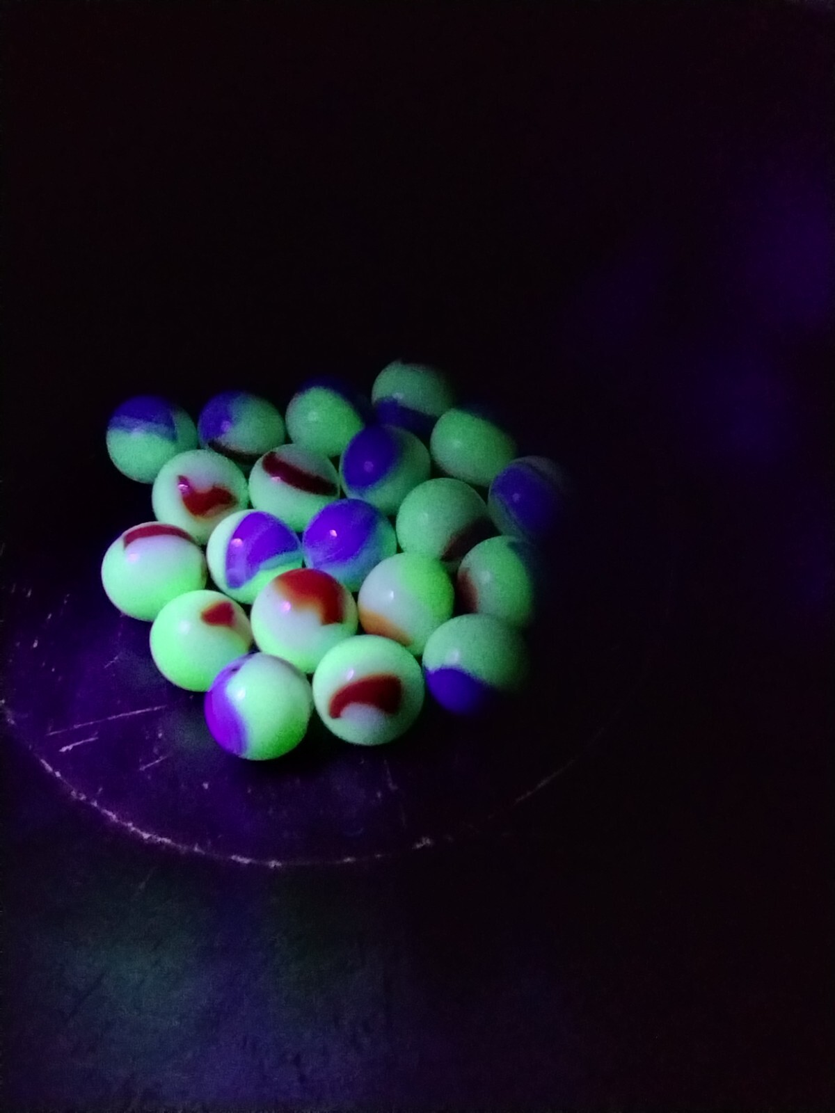 Patriotic (Red White Blue) Liberty Marbles Florescent UV Reactive Uranium Glass
