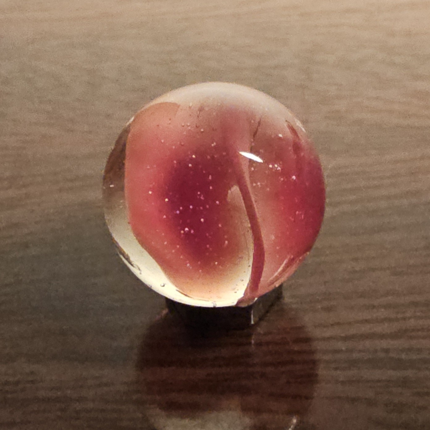 Vintage C. E. Bogard Rose 4 Lobe Hybrid Cats Eye .625 Glass Marble w Inclusion