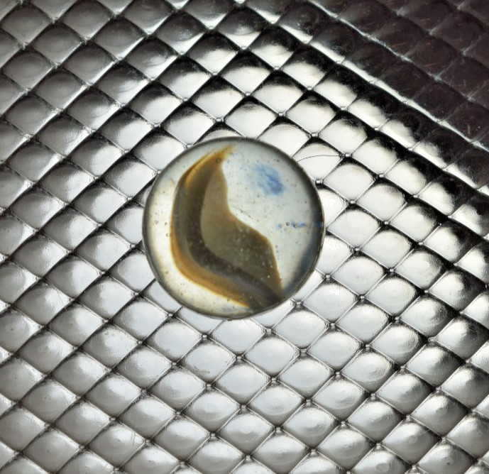 VINTAGE PELTIER CAT EYE BANANA VITRO AGATE 6 VANE CAGE MARBLES 1960s 20PCS