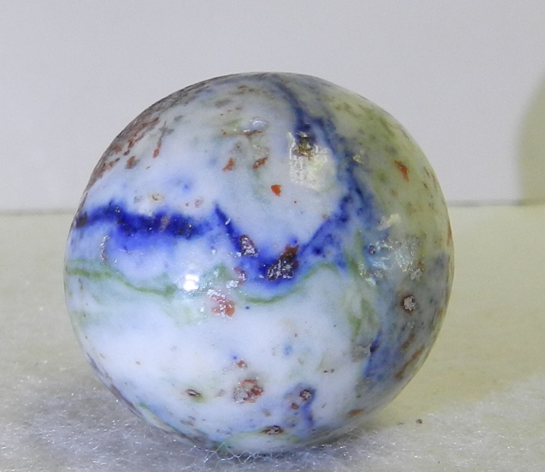 #21040m Large 1 Inch Vintage German Handmade Crockery Shooter Marble