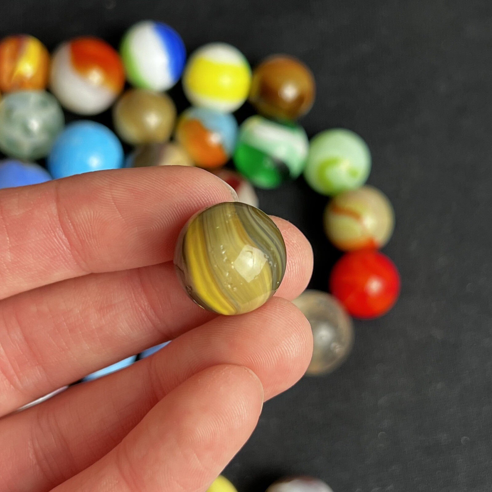VTG Old Glass Akro Agate Peltier Christensen Glass Swirl Marble 44 LOT NICE!
