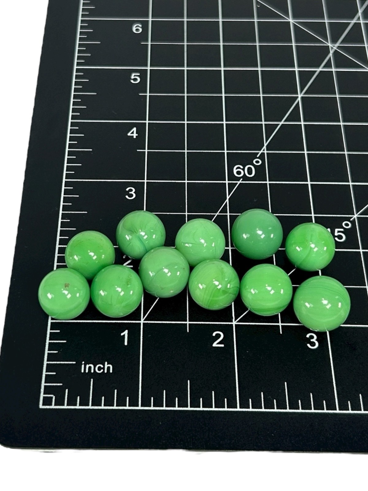 Vintage Player Marbles .58in Lot of 11 Bright Green Swirled Glass Collectible