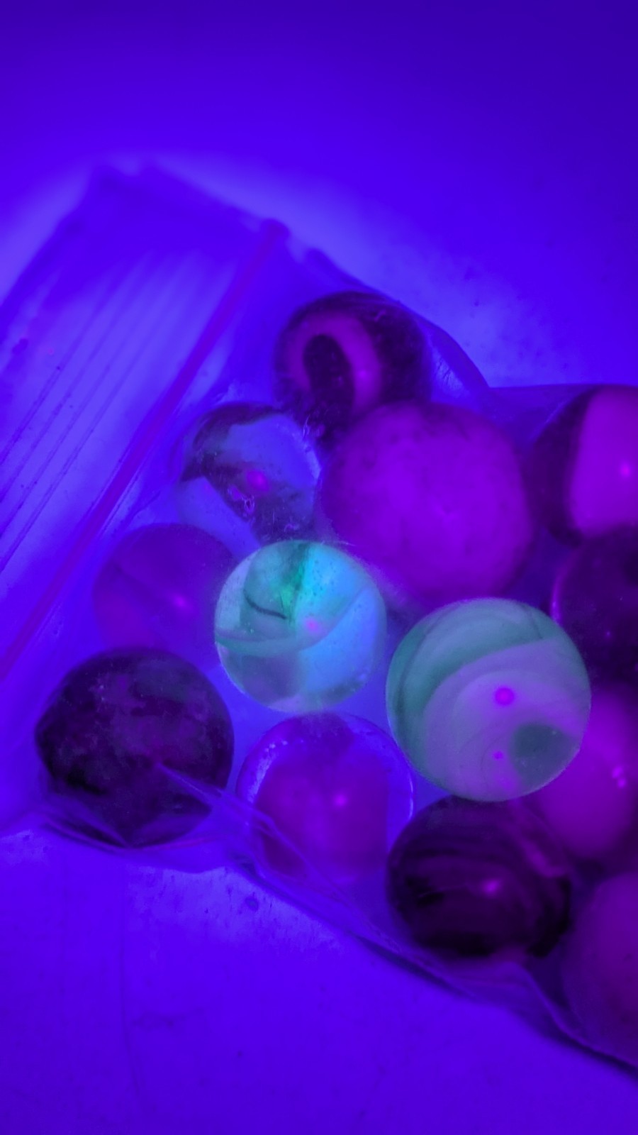 Bag Of 20+ Marbles 2 Glow Under UV Various Patterns