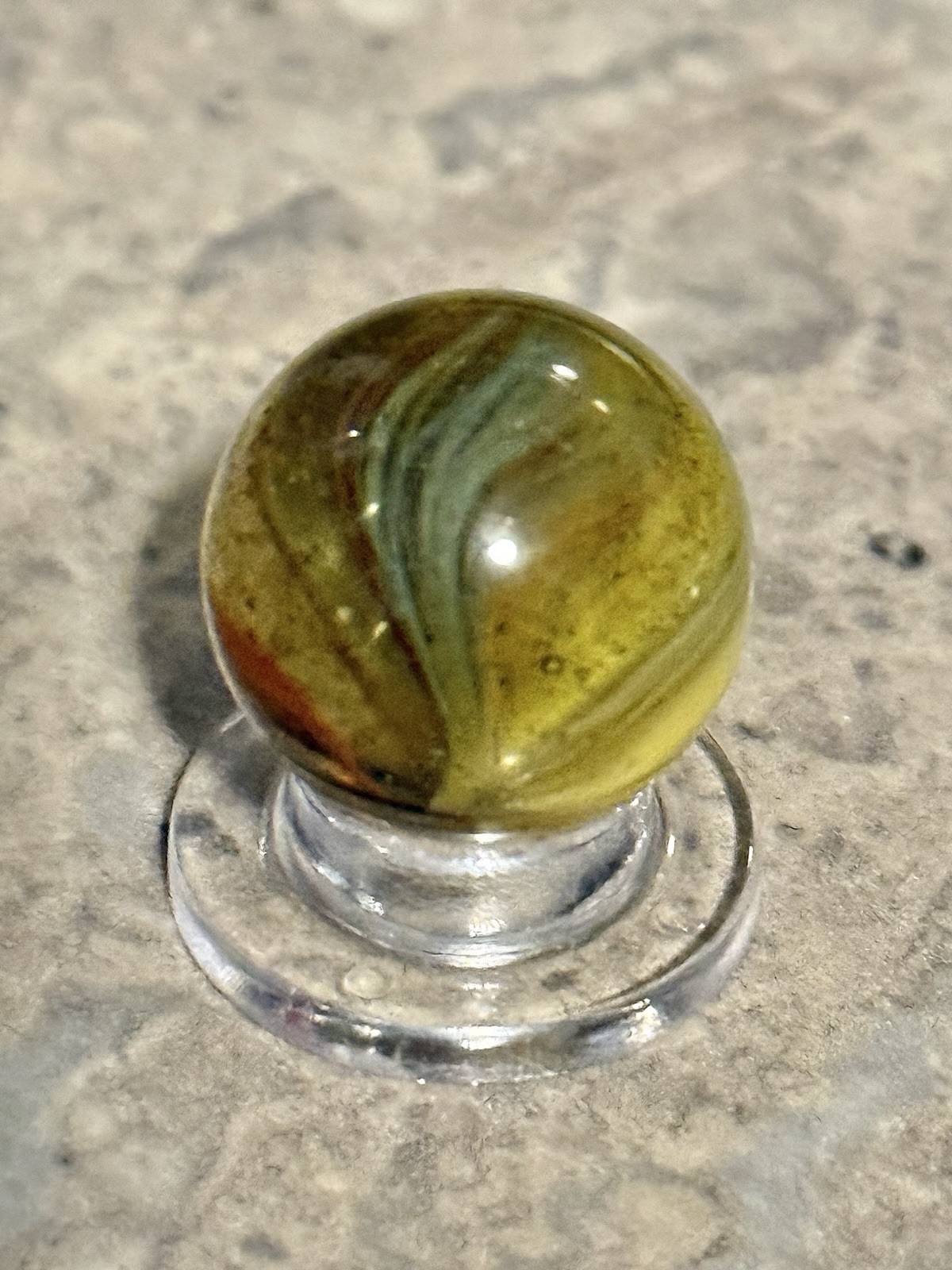 RARE 40’s NM/M Peltier Rainbo “LEMONADE OXBLOOD” Marble 0.697” UV REACTIVE! OBO