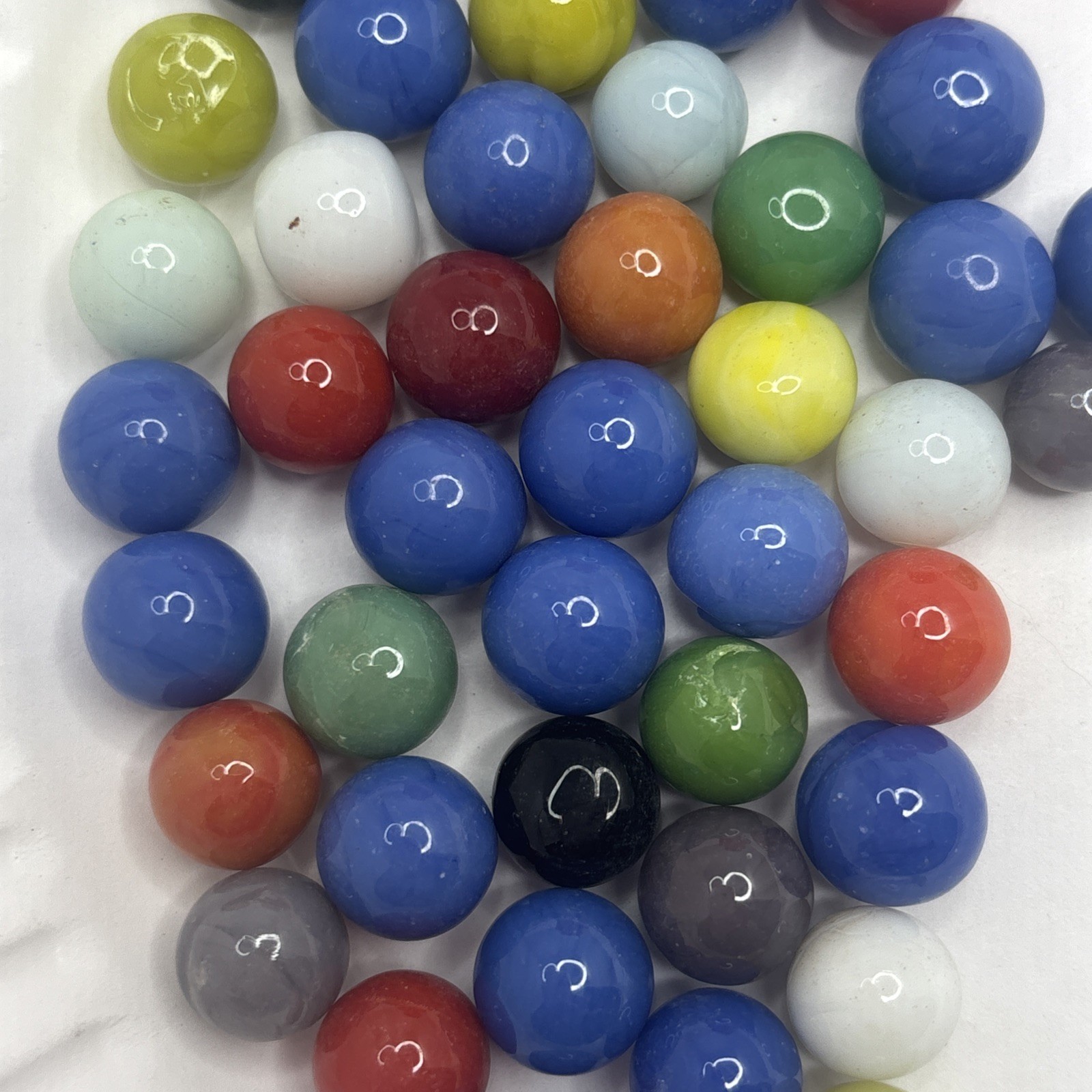 Vintage Bright Color Glass Marbles Lot of 50 Peewee Size JJ Some Imperfections