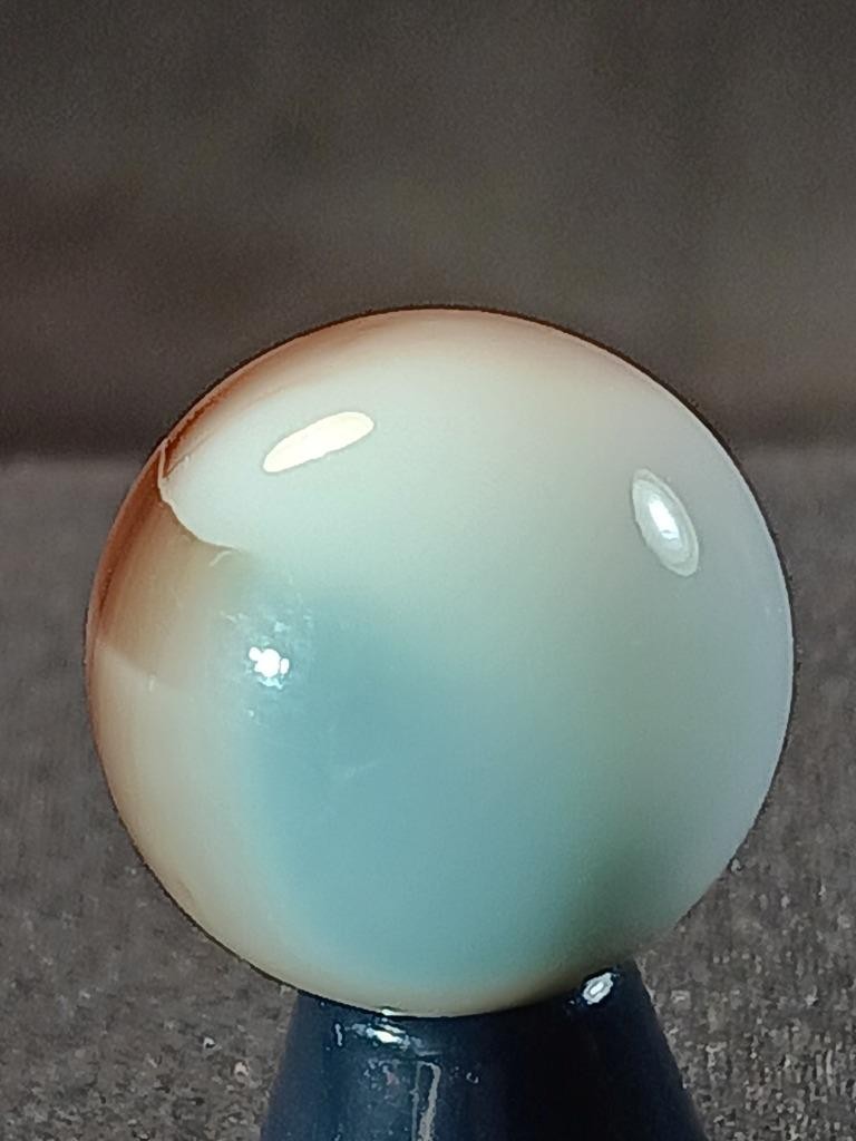 5/8″ Akro Vitro Fire Orange Robin’s Egg Bark Brown Ribbon Patch NM Marble A882