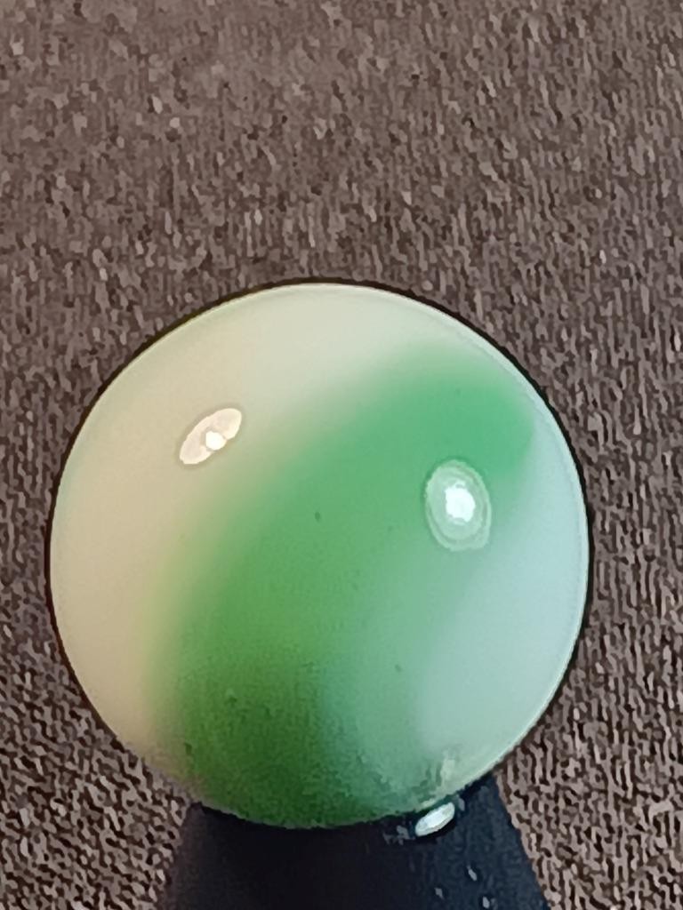 17/32″ Marble King Vitro Minty Jade Snow White on Clear NM Serious Marble A709