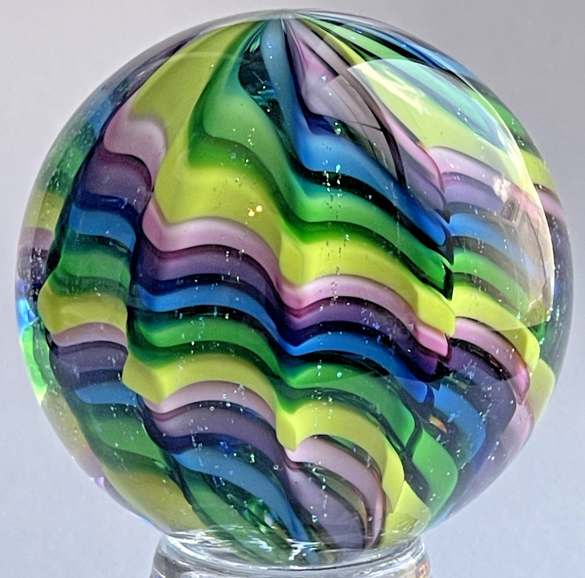 EDDIE SEESE MARBLE GLASS ART HANDMADE 1.83 FES 16 DICHROIC VIVID MADNESS