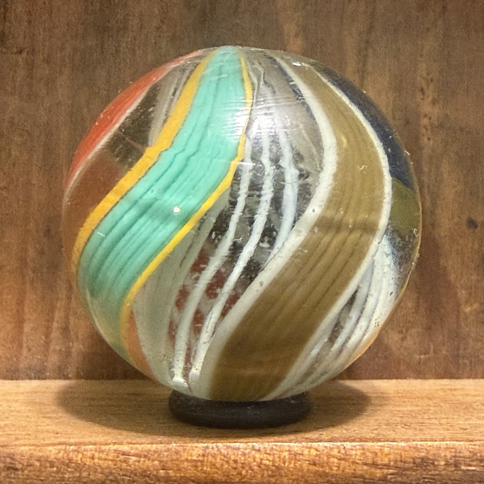 Antique German Handmade Latticinio Swirl Marble 1-3/16” Near Mint | 318