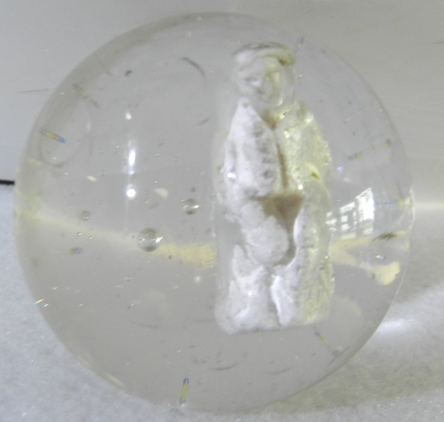 #19621m Child Sitting on Stump Vintage German Handmade Sulphide Marble 1.60 In
