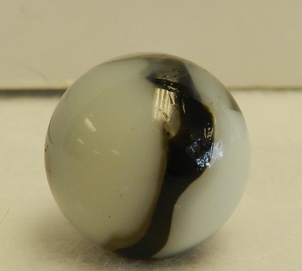 #20420m Vintage Peltier Glass NLR Zebra Marble .73 Inches *Near Mint*