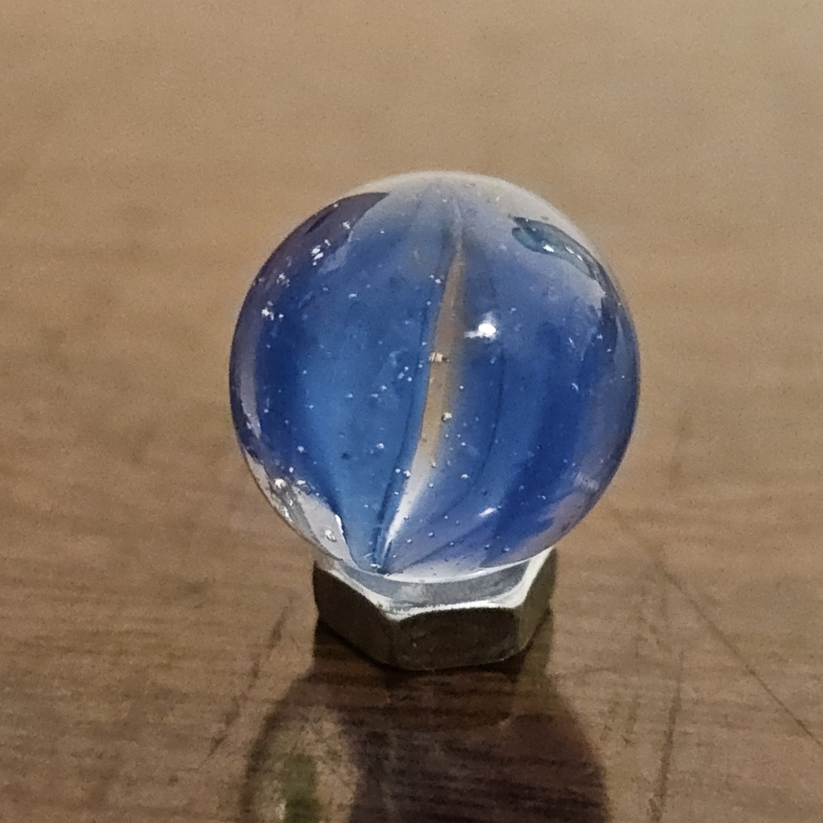 Vintage CE Bogard Blue Floppy 4-Lobe Cats Eye .593″ Glass Marble