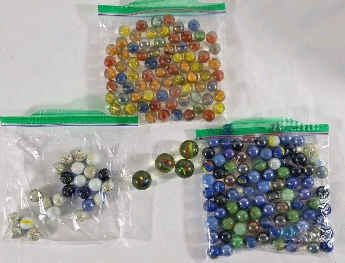 Lot of Marbles 2+ lbs Confetti’s Shooter’s Cat Eye’s Iridescent’s Blue Swirl’s