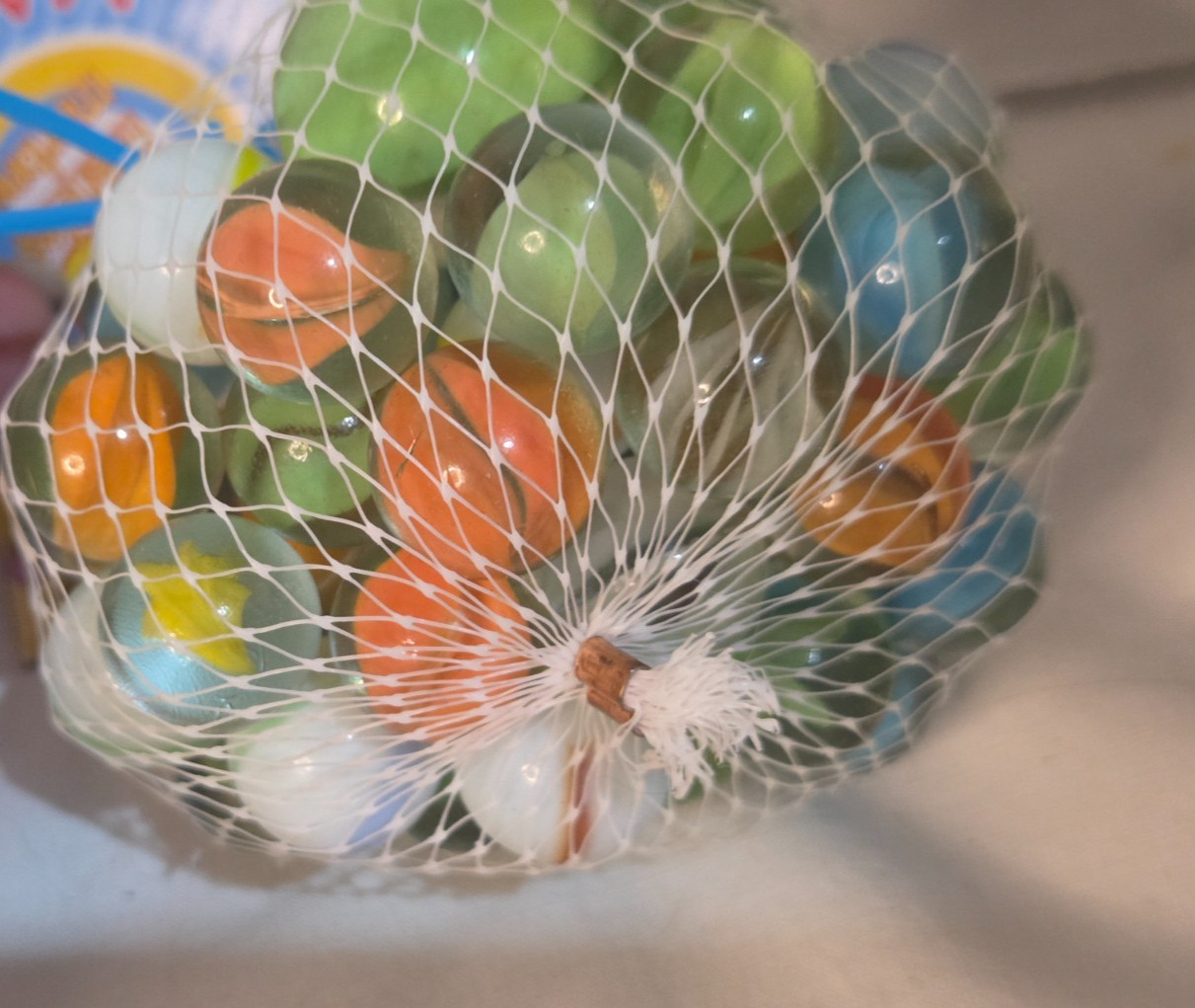 Vintage Imperial Toy Marbles 50 ct. 1 Shooter Mesh Bag 2015 Cat Eyes Swirls New