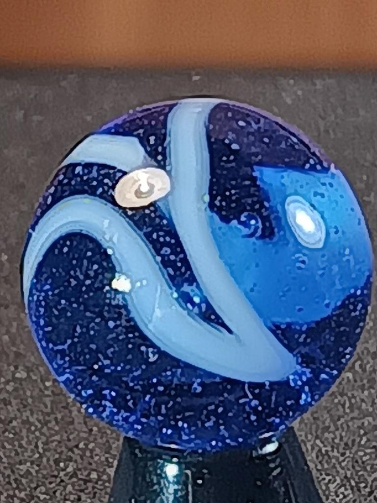 5/8″ Vacor Transparent Cobalt Saphire Blue Jay Pearl White NM Serious Marble B51