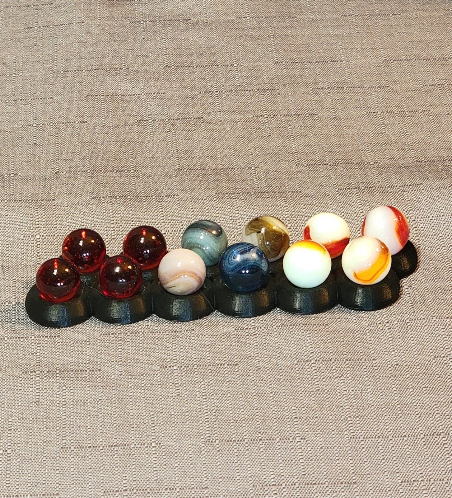 12 Vtg UV Reactive Marbles|Uranium|Cadmium|Cherry Red|Classic Mixed Lot + Stand