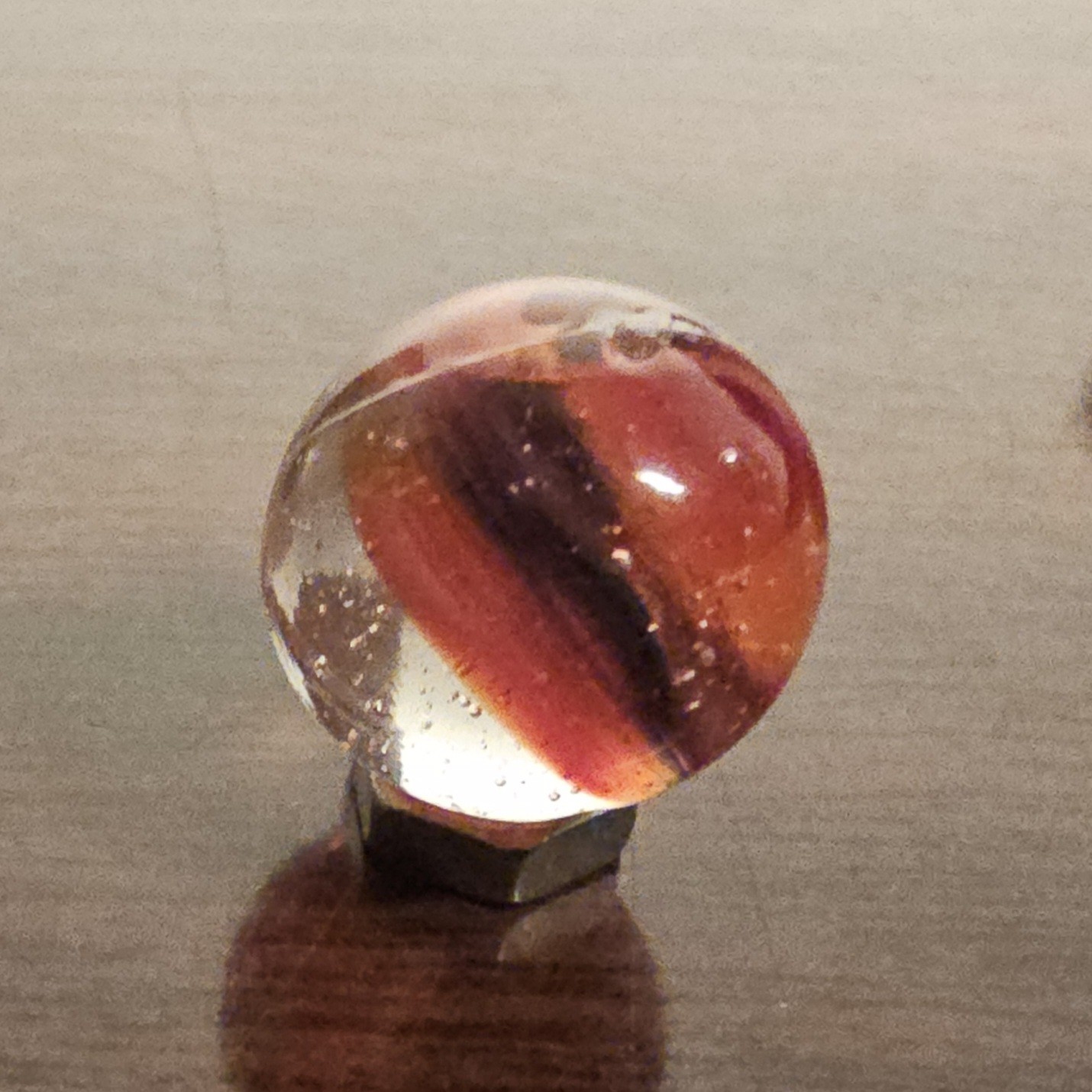 Vintage C. E. Bogard Rose Hybrid .625 Cats Eye in Clear Uranium Glass Marble