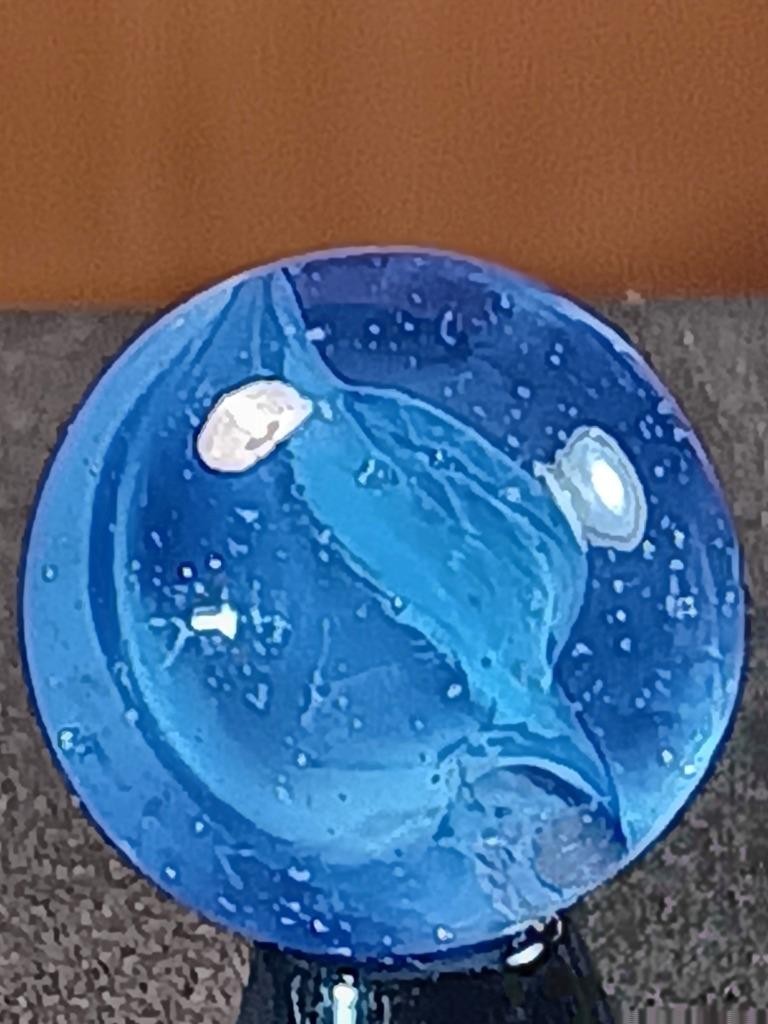5/8″ Vitro Cornflower to Azure Blue Hybrid Cat’s Eye NM Serious Marble B243