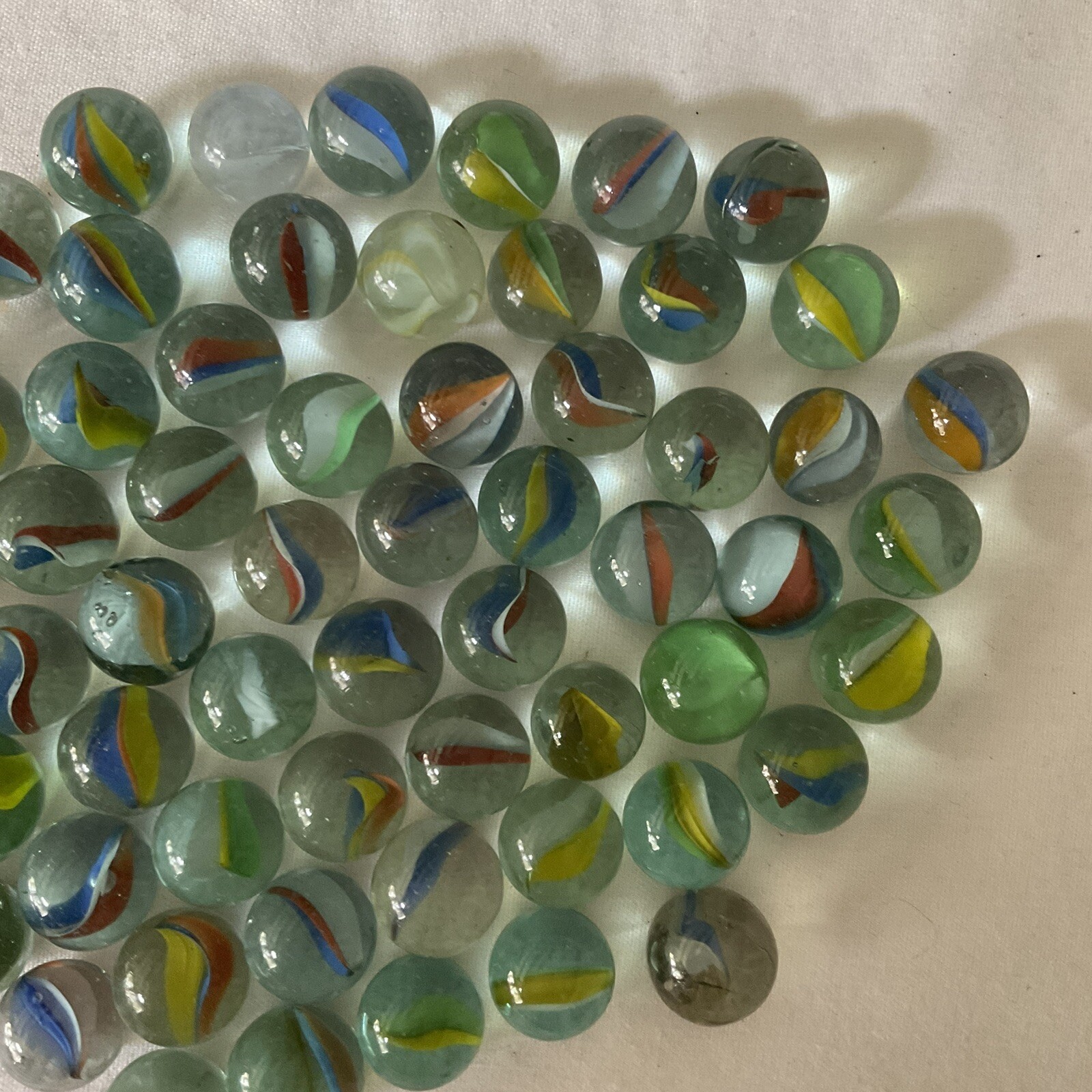 Vintage Marbles Transparent Glass Clear Color Swirls Inside Lot of 65 Good Cond