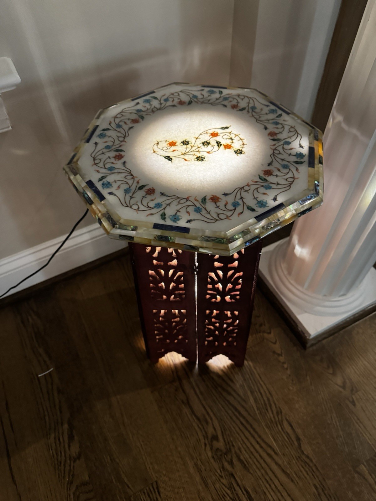 Hand Carved Agra Marble Inlay Table Top Marble Called White Makrana Marble