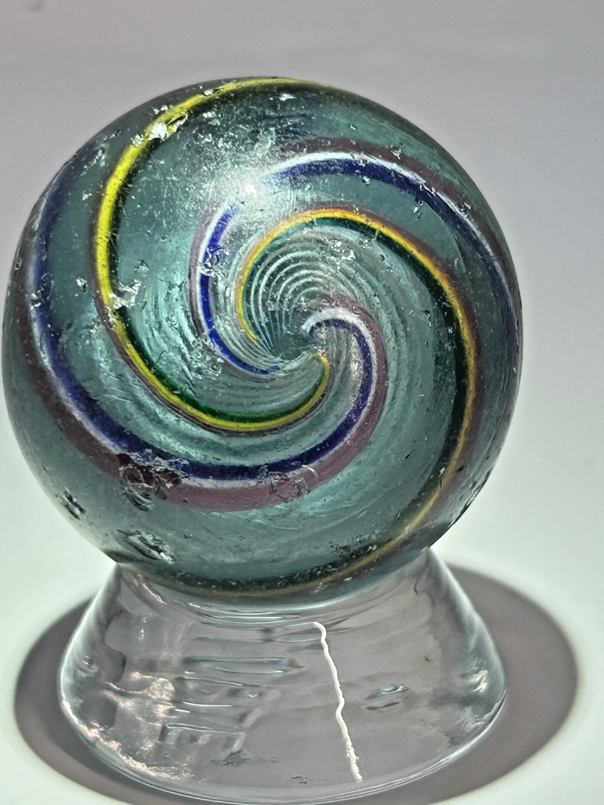 Antique German Handmade Divided Core Marble Purple Base Glass 1-3/4″ NM E3.18