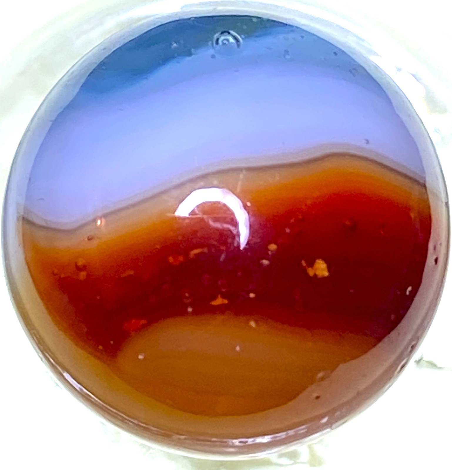 JABO/VITRO/AGATE BRIGHT COLORS POSSIBLE OXBLOOD HORSE TRANSPA HAIR MIB .62″ M174