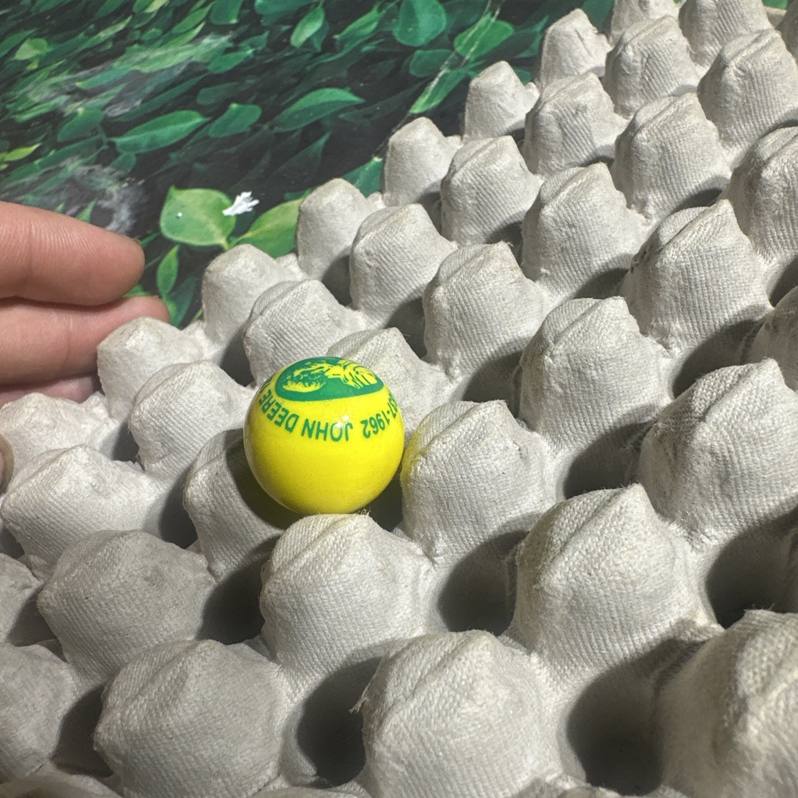 Vintage | “John Deere 125th Anniversary 1837-1962 | Green & Yellow Swirl Marble