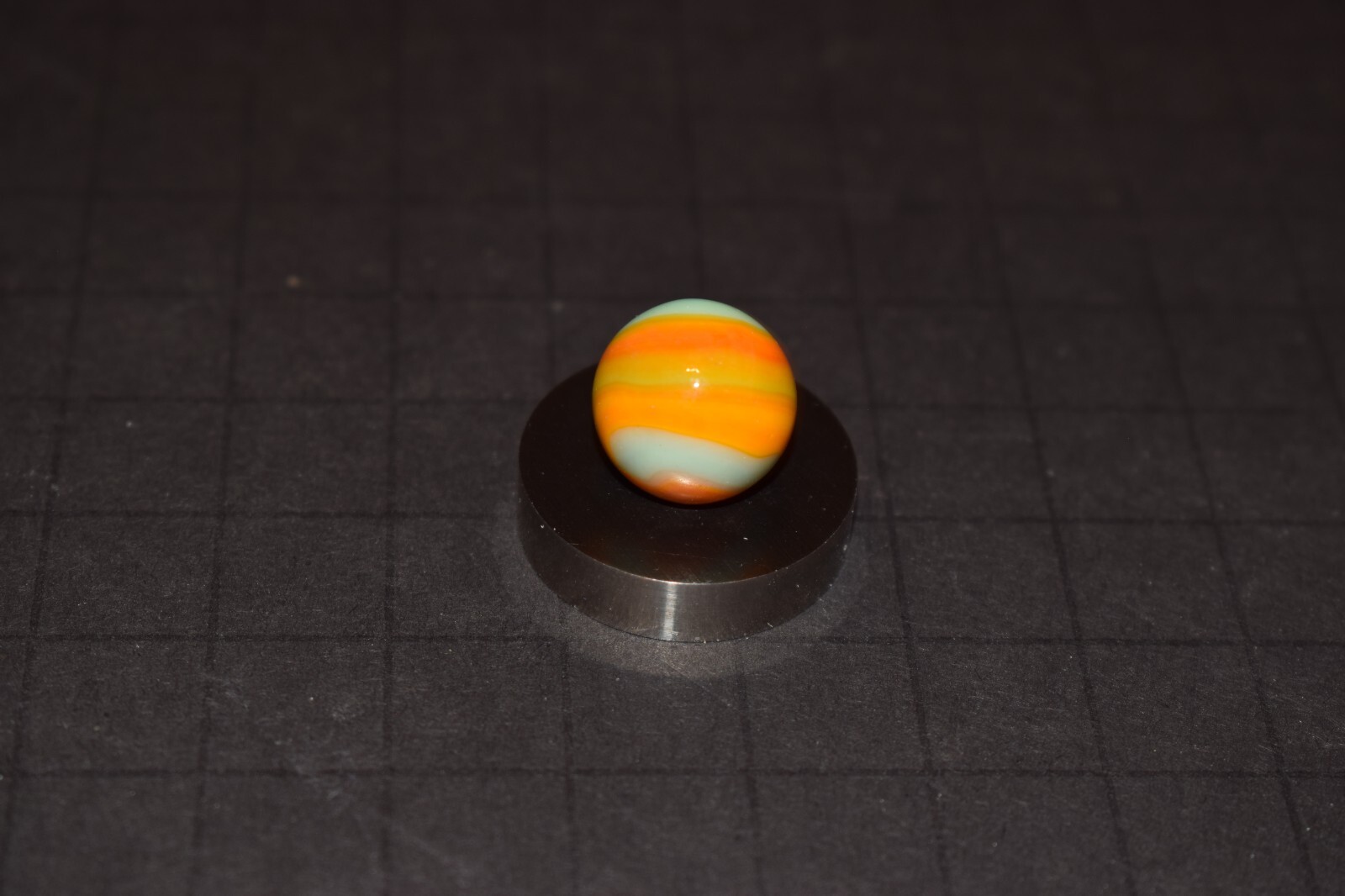 Vintage NRL Peltier Rainbo Two Color Collectors Toy Marble .593″=19/32 MINT