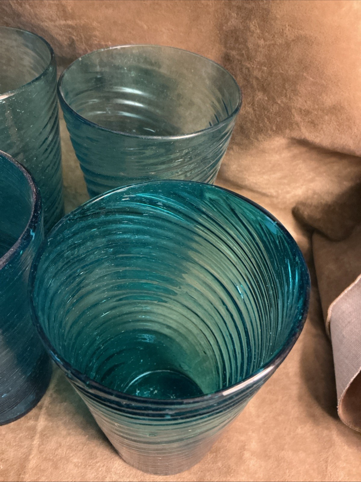 Vintage 1940s Mexican handmade glass swirl pattern Tumblr six piece. Variants