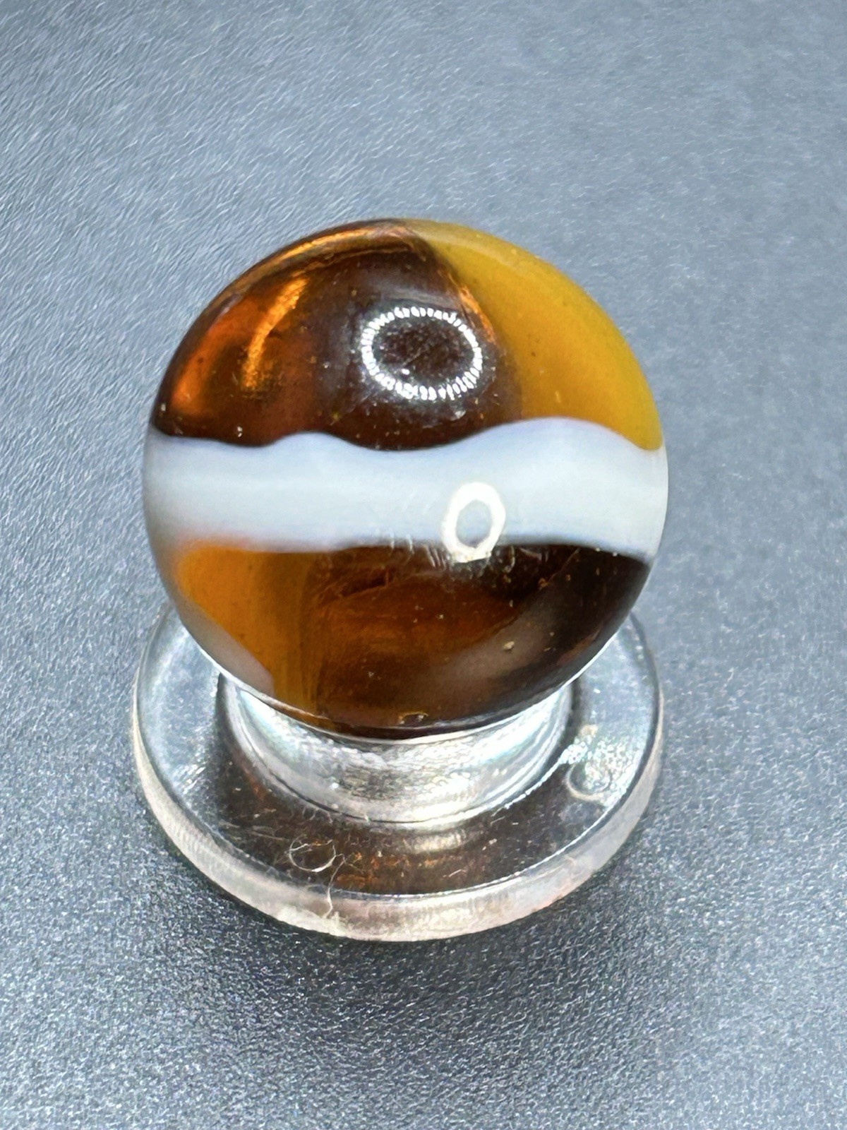 Vintage Classic Akro Agate Golden Amber Snake Spiral Marble 0.709”