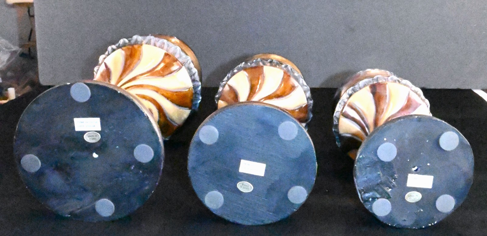 3 Resilin -Marble Style Swirl Pedestals item# YH080125 Vintage 2008