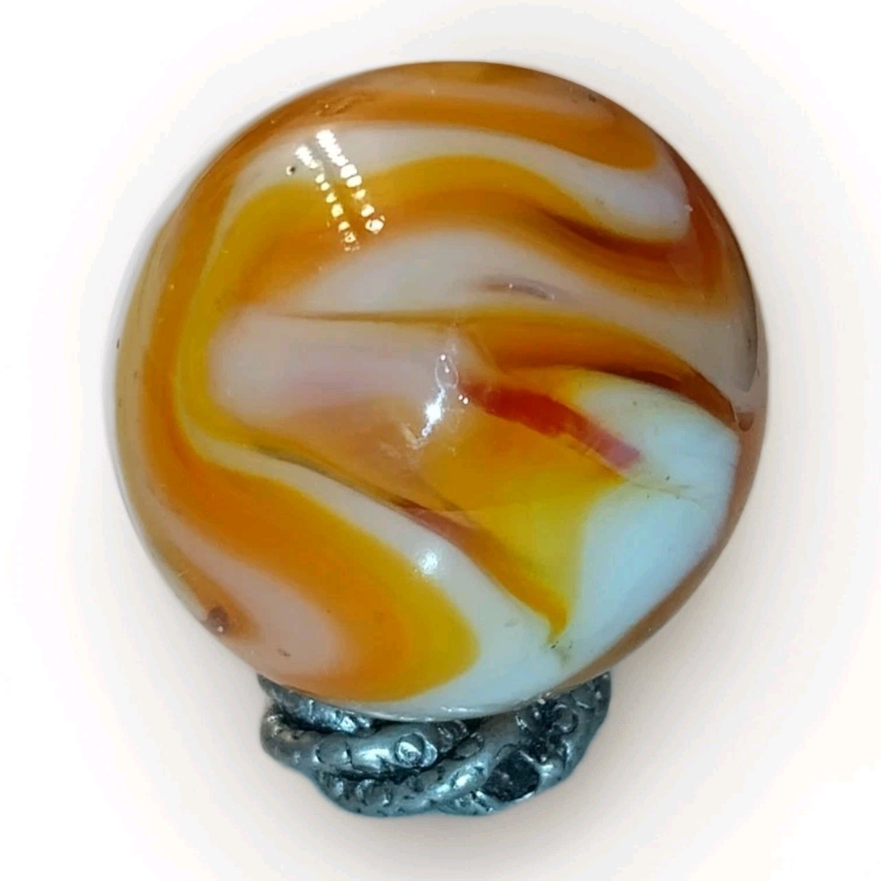 Vintage Alley Agate Flame Swirl Shooter Opaque Multi Color Glass Toy Marble .92″