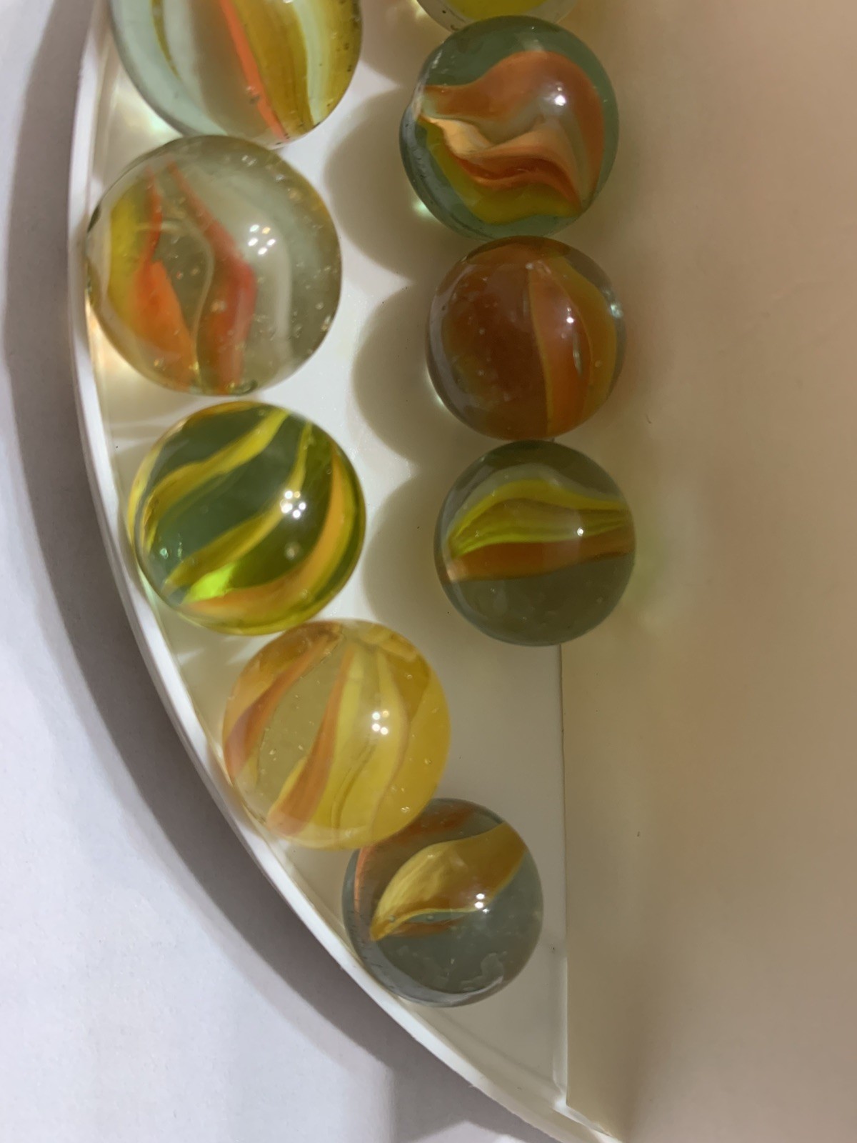 11 Vintage Cat’s Eye Marbles 14.25mm-16.47mm Mixed Colors Collector Lot B20