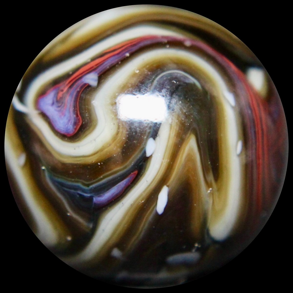 JABO Gold Medal Marble Collector Series: Big Chocolate Raspberry Guinea 0.763″