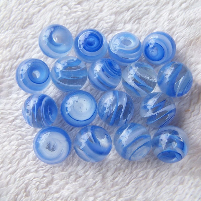 16mm Glass Beads Marbles Solid Ball Decorative Sphere Blue White Kids Toy Games