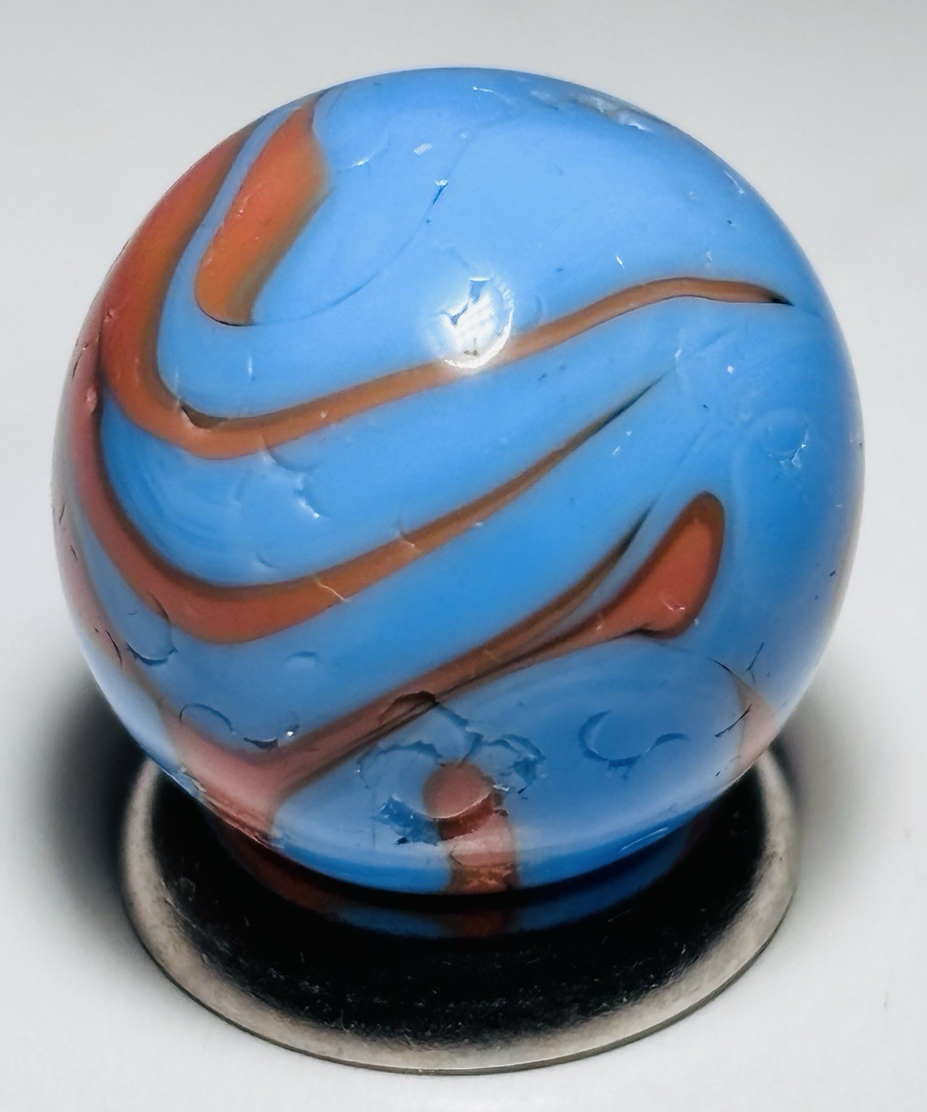 Christensen Agate Co Two Color Flame Swirl Marble.67” In Near Mint- Condition
