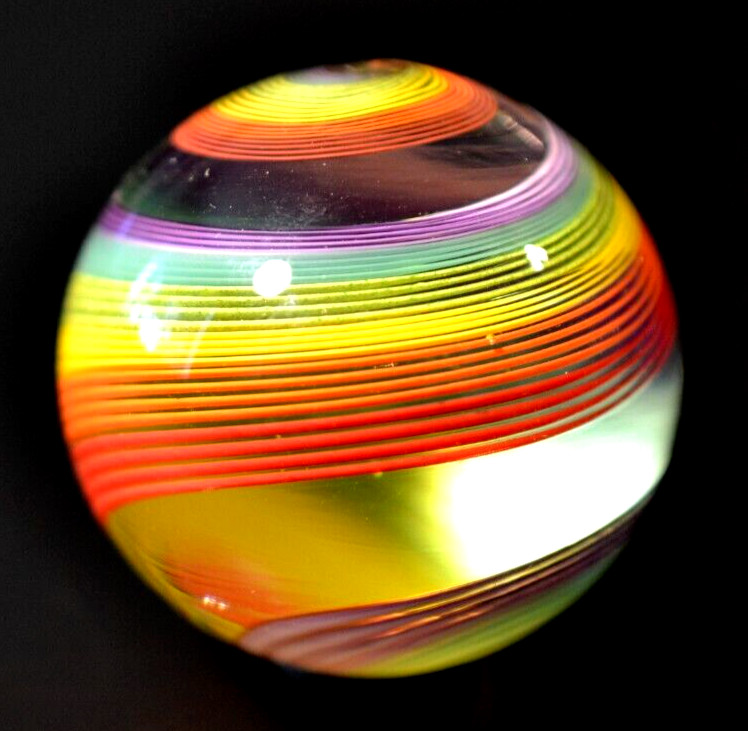 JOHN GIBBONS GLASS MARBLE/1.828″-SIMPLY A RAINBOW SET-BRICK,ORANGE,GREEN LUTZ,YL