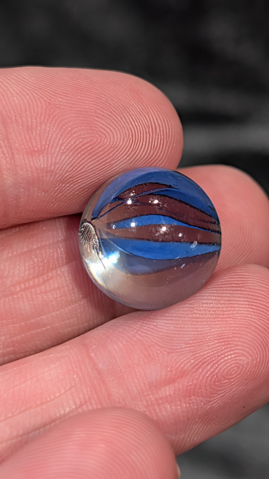 Lot Of 3 Vintage Imperial 8 Vein Blue Cats Eye Marbles .63″