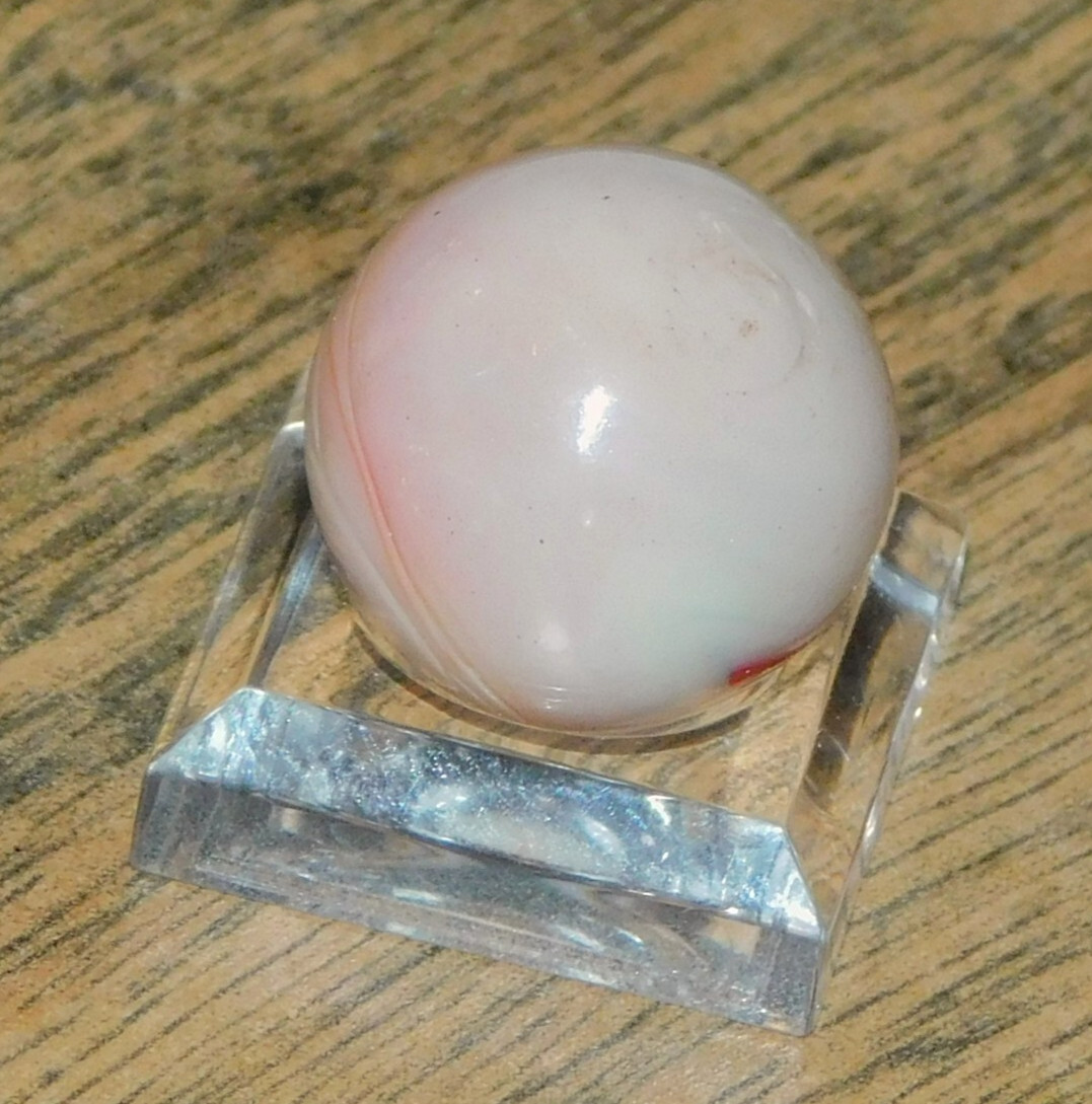 Vintage Glass Marble Large Red Black Grey Oxblood Melted ‘9 & Tail’ 0.73″ #0-130