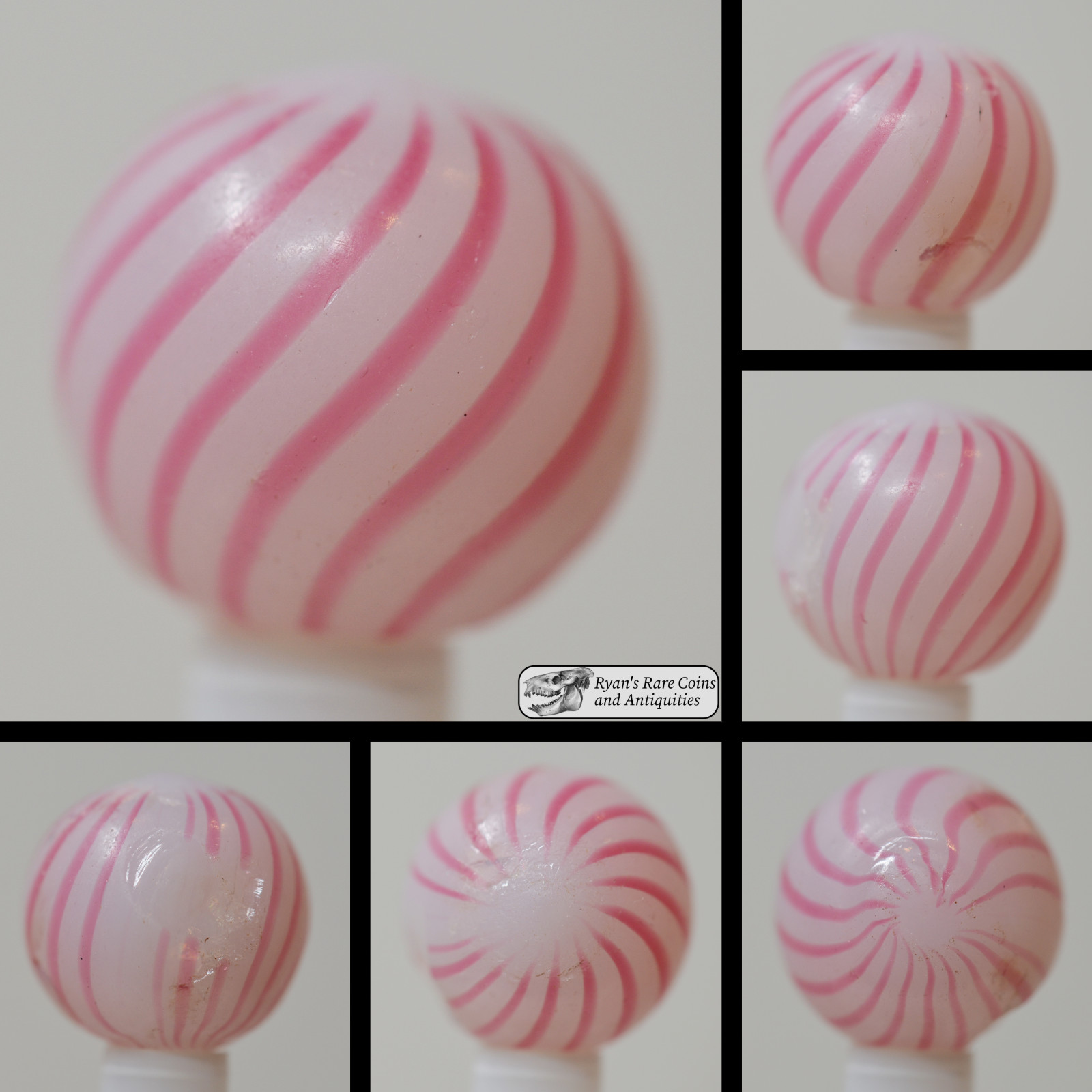 Handmade Pink Clambroth Marble, 11/16 in, Good+, Chip, Germany, 1860-1920, S1450