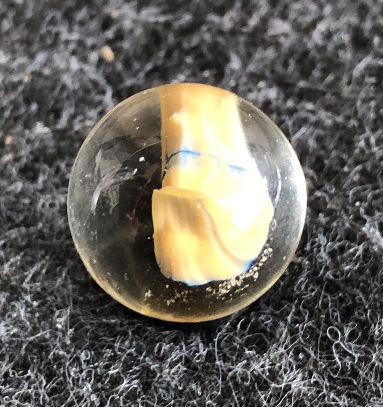 Peltier Hybrid Blue/Yellow Banana Puffy Cat’s Eye Marble .63” Or 5/8” Look!