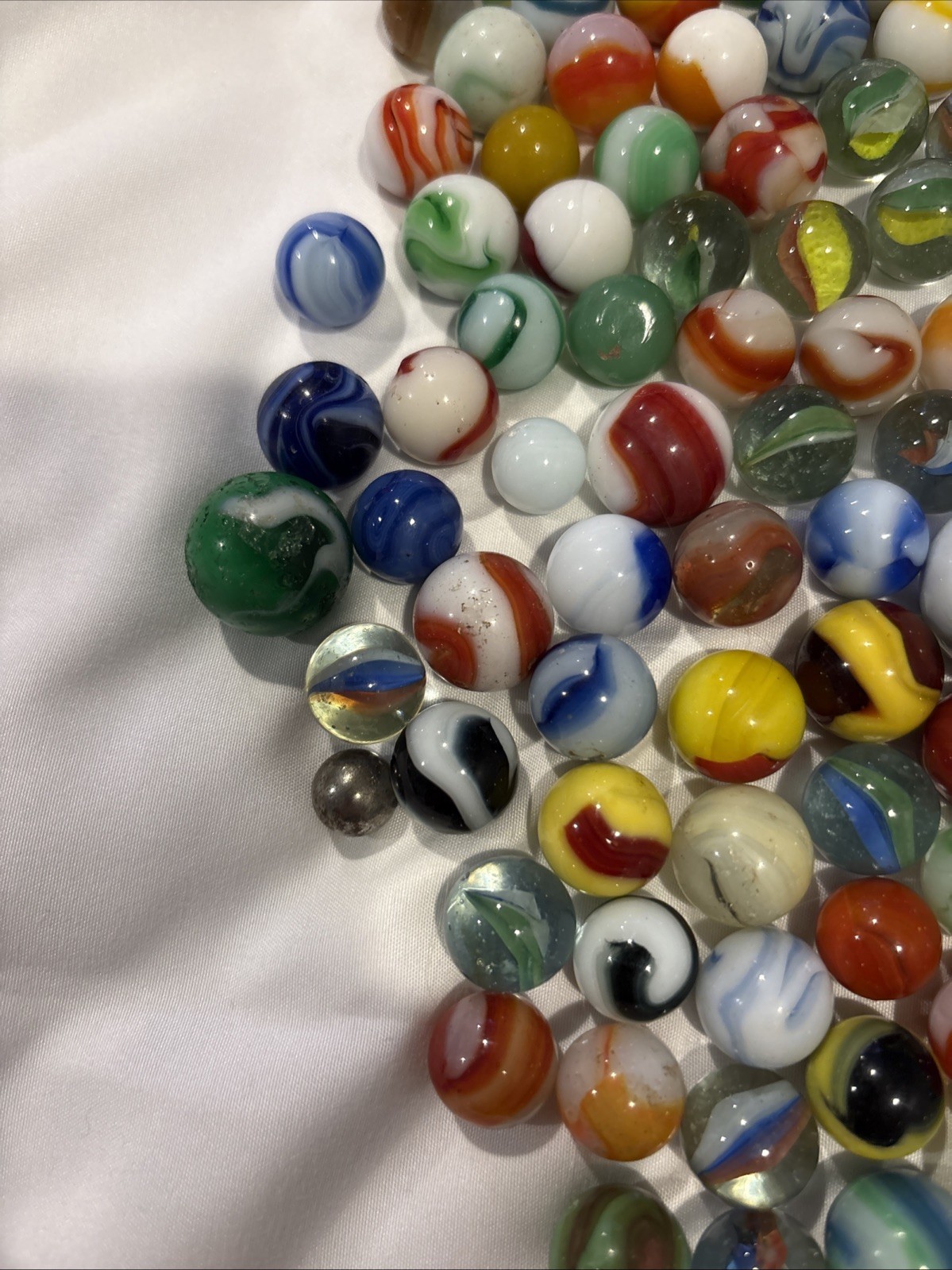 VINTAGE German? Peltier?Akro? Alley Agate? Marbles 150+ With Bag Most 50’s-70’s