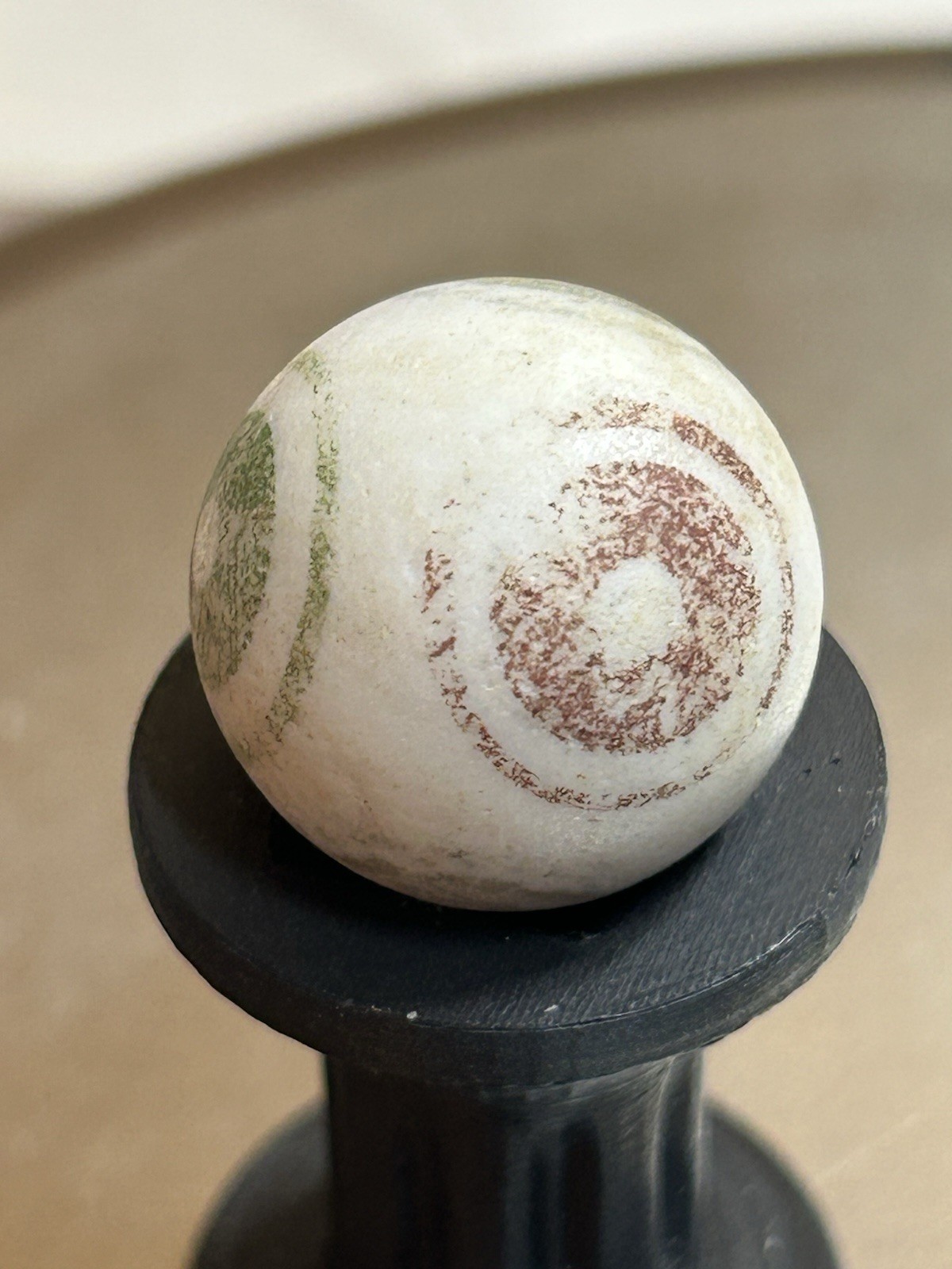 Antique German Handmade Unglazed Bullseye Painted .77 Inch Shooter China Marble