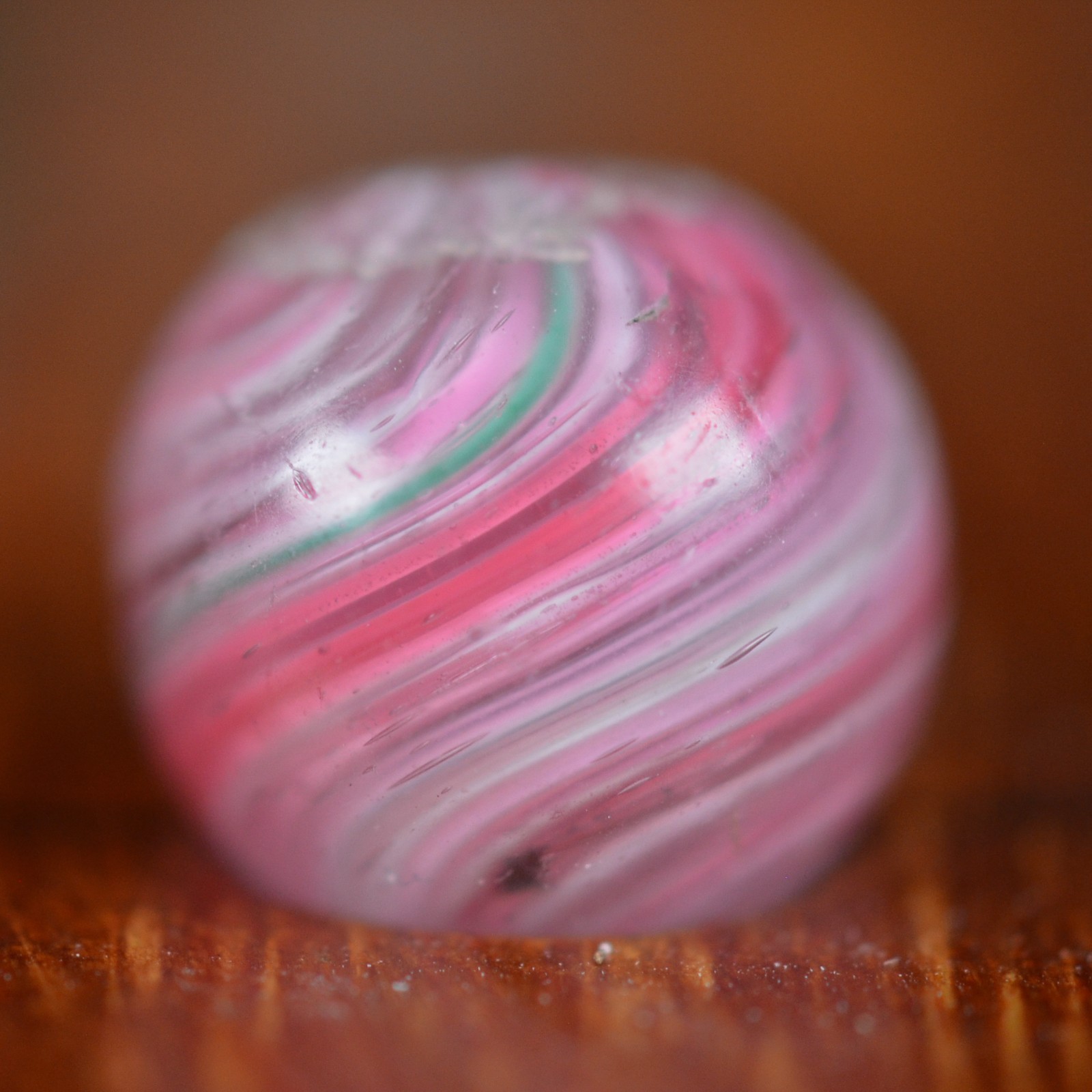 Handmade Pink Onionskin Marble, 0.44 inch, Very Tiny Peewee, Mint, Germany S1595