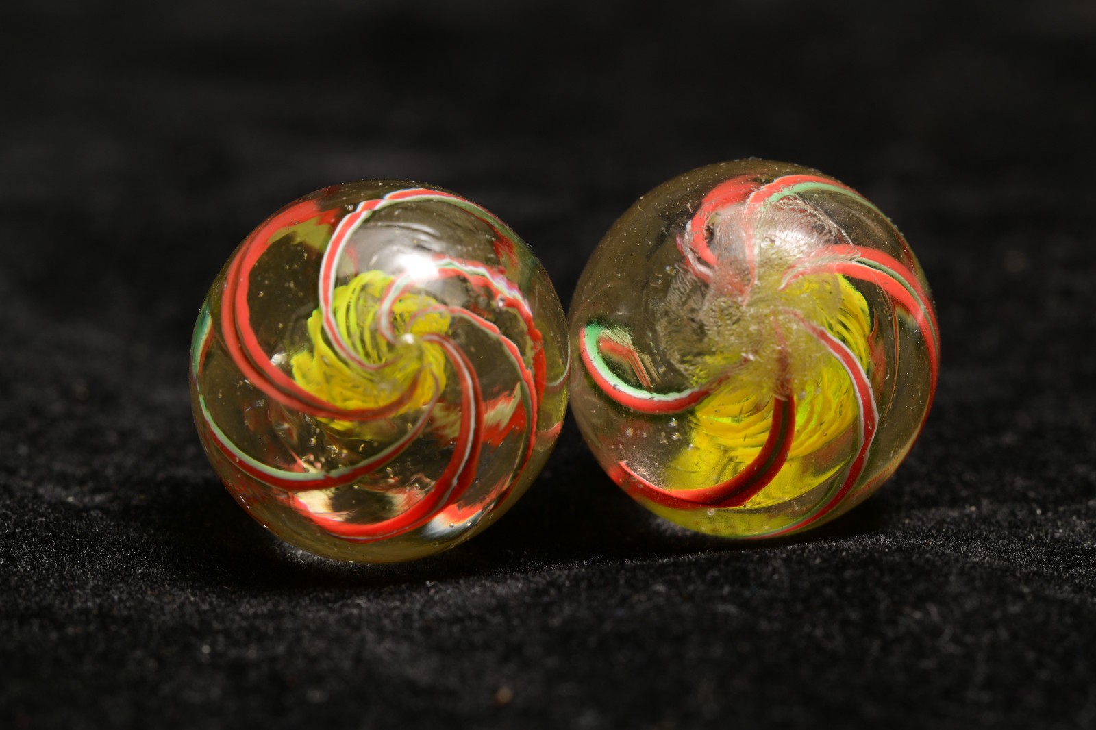 Same Cane Pair Latticino German Handmade Antique Marbles 20mm 25/32”