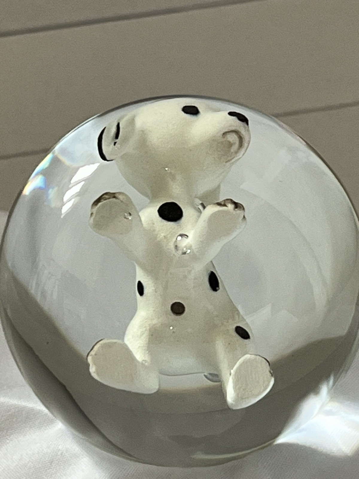 Vintage Handmade Sulphide Marble with Dalmatian Dog figurine 2 Inches