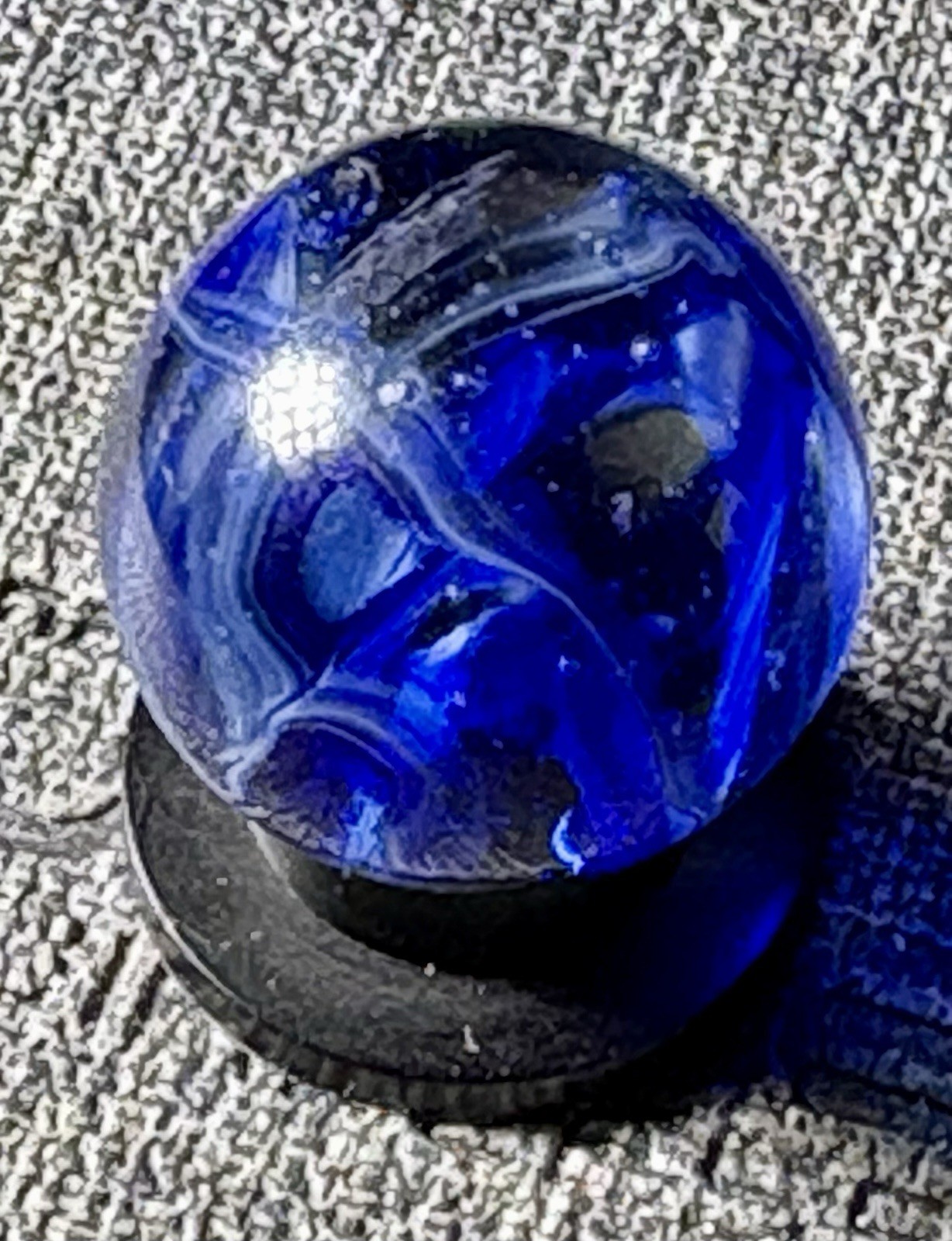 Veiligglas Wirepull Blue White Transparent Marble .63”