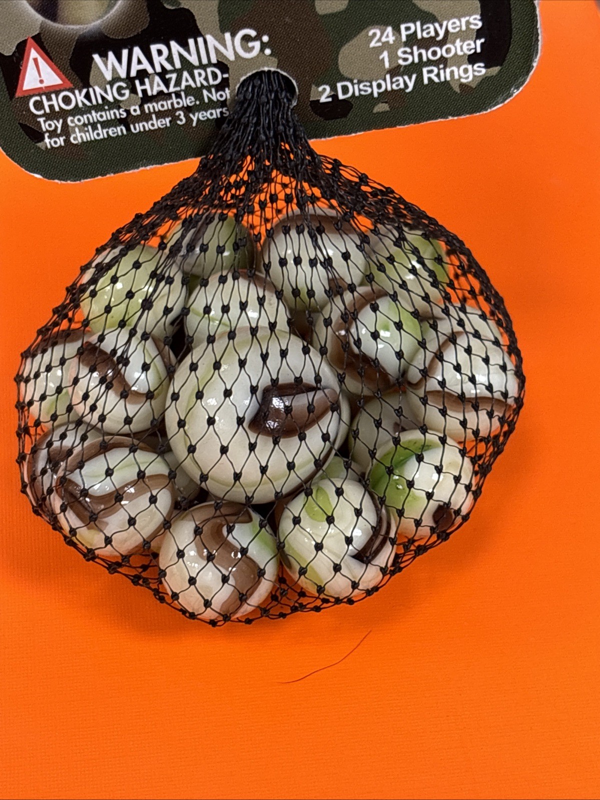 Glass Mega Marble Net ✼CAMOUFLAGE✼ Extremely Rare Retired Set 24 Play/1 Shooter